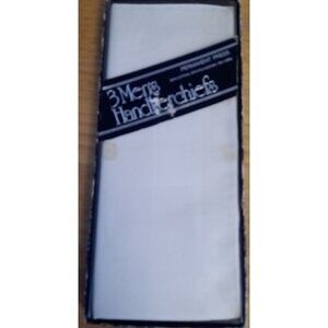 Boxed Vintage Mens Handkerchiefs 3 Pack Permanent Press White